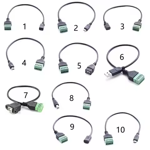 USB 2.0 Female B Micro usb mini usb Type-C Male to 5 Pin Female Bolt Screw Connector with Shield Ter