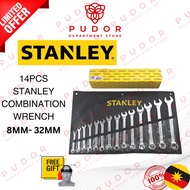 **READY STOCK** STANLEY 14PCS COMBINATION RING WRENCH 8-32MM SPANNER SET SATIN FINISHING