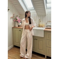 RIBBON FLANNELS - Low-waisted flannel pants with checkered pattern and white ruffles with a bow at t