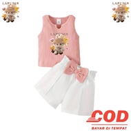 Baju Rajut Anak Perempuan Motif Labubu Virall Setelan Tanktop Kekinian