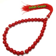 MERAH Red marjan Stone Tasbih 33 dim 8mm