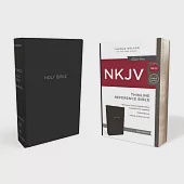 NKJV, Thinline Reference Bible, Leather-Look, Black, Red Letter Edition, Comfort Print