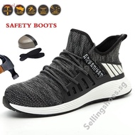 Ultra-light Safety Shoes Steel Toe Shoes Breathable Welder Steel Toe Cap Camouflage Flying Knit Work Shoes Anti-smashing Work Shoes Anti-puncture Welder Shoes Steel Toe Shoes Const