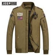 เสื้อแจ็กเก็ต MA1ลำลองสำหรับวัยรุ่นชายเสื้อลาย JEEP SPIRIT ฤดูใบไม้ร่วงและฤดูหนาวผ้าฝ้ายบริสุทธิ์ใหม