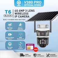 Solar V380 PRO CCTV Camera Three Lens T6 6MP Wireless Night Vision Outdoor Waterproof CCTV Camera