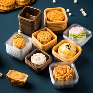 100 Pack Mini Square Plastic Moon Cake Box /Moon Cake  Egg Yolk Crisp Inner Tray /Wedding Party Cake Candy Box