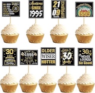Ercadio 36PCS Happy 30th Birthday Cupcake Toppers Glitter Fifty Vintage 1995 Cake Picks Cheers to 30