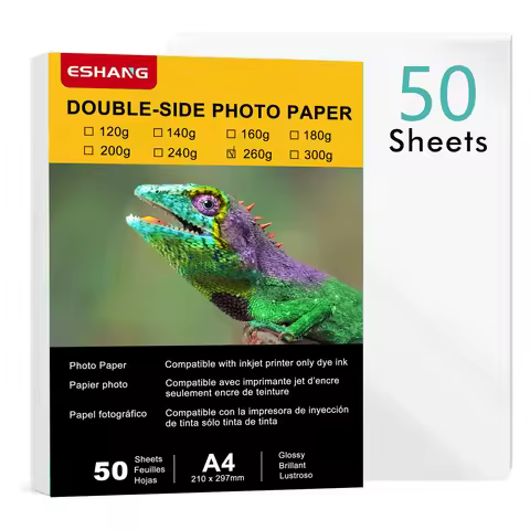 New 50 sheets A4 260gsm Photo Paper 8.3x11.7 inches Double Sides Glossy Heavyweight Photo Paper Only