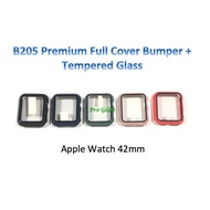 B205 Apple Watch 38mm 42mm Full Cover Bumper Case Frame+Tempered Glass
