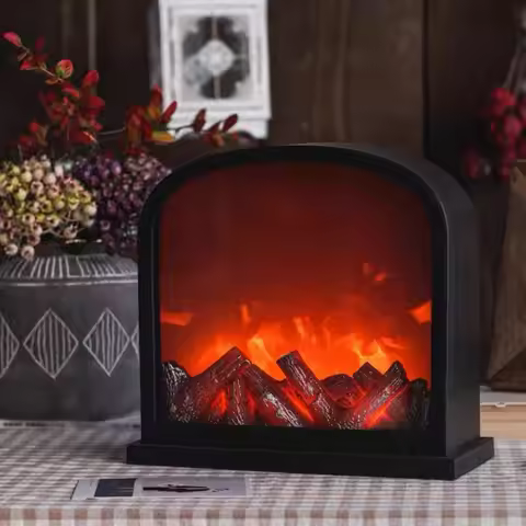 American Fireplace Night Light LED Flame Light Fireplace, Living Room Tabletop Hanging Ornaments Chr