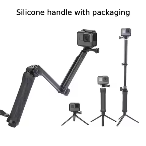 3-Fold Selfie Stick for GoPro Hero 10 9 8 7 6 5 Yi 4K SJCAM EKEN DJI OSMO Waterproof Monopod Tripod 