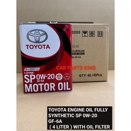 ( 100% ORIGINAL ) TOYOTA ENGINE OIL 0W-20 0W20 FULLY SYNTHETIC SN GF-5 JAPAN MADE IMPORTED (08880-12