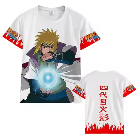 2026 New Naruto Fourth Hokage Minato Namikaze Flame Element Print T-Shirt, Japanese Retro Trendy Uni