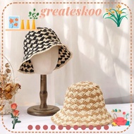 GREATESKOO Straw Hat, Folding Breathable Bucket Hat,  UV Protection Fisherman Hat Women