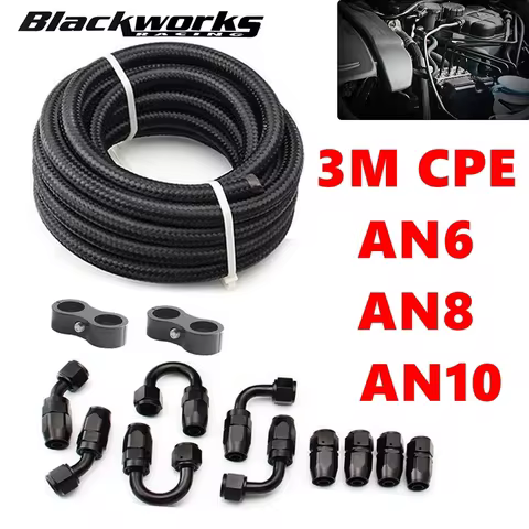 3M AN10/AN8/AN6 CPE Oil Fuel Fittings Hose End 0+45+90+180 Degree Oil Adaptor Kit AN6 Braided Oil Fu