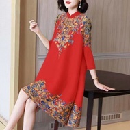 Chinese Elderly Spring Autumn Dress Classy Plus Size Women's Dress 12.9