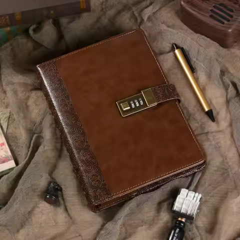 Diary A5 Notebook with Lock Journal Binder Notepad Ring Bullet Note Book Office Agenda Planner Spira