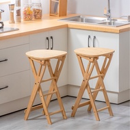 Folding Stool Solid Wood Folding Chair Stool Household Dining Stool Kitchen High Stool Foldable Chair Bar Stool Bar Stool