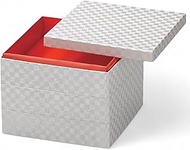 J-kitchens Heavy Box, 3 Tiers, 6.5 Inches, Japanese Paper, White Checker, 7.9 x 7.9 x 6.9 inches (20