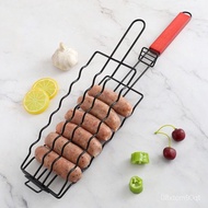 Urgent Shipping Outdoor Sausage Hot Dog Grilling Net BBQ Stainless Steel Barbecue Camping Tools Clip
