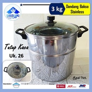 Dandang Bakso Stainless Steel Panci Bakso Tutup Kaca uk. 26 Muat 3 KG