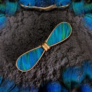 【手作】點翠工藝 孔雀羽毛鑲嵌 幾何髮夾 款式4