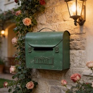 [rqgrovts] Wall Mount Briefcase Mailbox Green Vintage Mailbox for Garden Home Outdoor