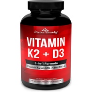 Vitamin K2 (MK7 dan MK4) dengan Suplemen D3 - Formula Vitamin C dan D, di mana MK-7 ialah 100 mikrog