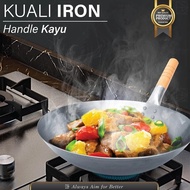 Large Thick Iron Wok Iron Wok Wooden Handle 36cm 42cm 43cm Frying Pan