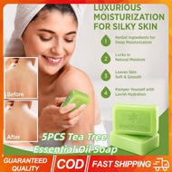 5PCS Tea Tree Essential Oil Soap with Tea Tree Oil Natural Soaps for Body Skin Cleaning Gentle Exfol