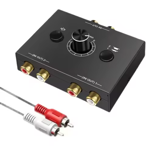 Audio Switcher Splitter Bi-Directional Audio Switcher With Mute Button 2x1 / 1x2 L / R RCA Stereo Au
