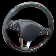 DIY Artificial leather Suede Carbon Fiber Customized Car Steering Wheel Cover For Mercedes-Benz W176