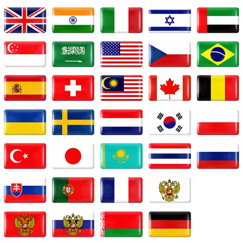 3D Epoxy Car Window Lift Button Steering Wheel Sticker for Poland Netherlands Germany Sweden Belgium