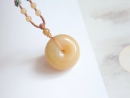 天然和田玉平安扣項鏈吊墜 新疆糖料平安扣黃金糖胖嘟嘟 平安喜樂