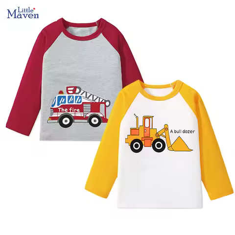 Little maven Little maven Children's Clothing Baby Boy A bull dozer Tops Spring Autumn Cartoon Vehic