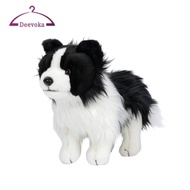 [deevoka] Border Collie Stuffed Dog Authentic-Looking Border Collie Stuffed Toy Surface