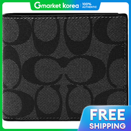 Coach | กระเป๋าสตางค์แบบพับสองตอน Coach Signature รุ่น CY394 QBM15 เมืองไทย เครื่องประดับผู้ชาย