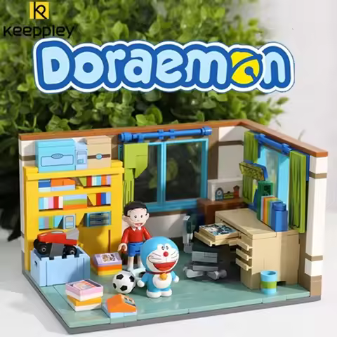 Original Keeppley Doraemon Building Blocks Anime Nobita Nobi's Room Decoration Model Kawaii Children