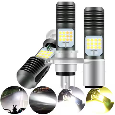 1pcs Daul Color H4 LED Headlights P15d LED Bulb BA20d LED Spotlight for Motorcycle 3030 24SMD CANBUS