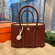 HERMES mini garden party 愛馬仕紅銀釦全皮 stamp k