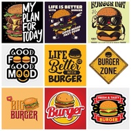 Burger B1 Illustration Wall Decor A4 Size Laminated Wall Decoration Photo Frame Frame Gambar Hiasan 