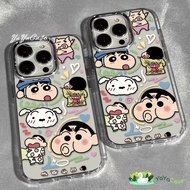 For iPhone11 13 Case Iphone 14 15 12 pro Max 7 8 14 15 Plus X XR XS Cute Shin chan Transparent Metal