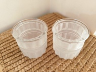 2入價/早期霧面線條造型玻璃杯 小茶杯 小燭台 可活用 製作手工蠟燭