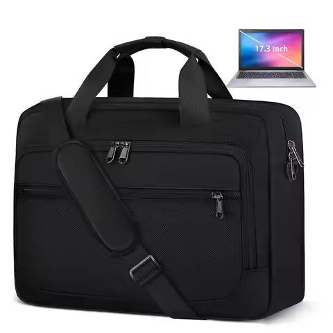 Laptop Bag 17.3 Inch Laptop Briefcase Large Waterproof Laptop Crossbody Bag Business Office Work Com