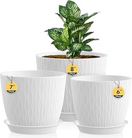 Homeuouz 3 Packs Flower Pot with Watering System, 20.3 cm/17.8 cm/15.2 cm Plant Pot with Watering Sy