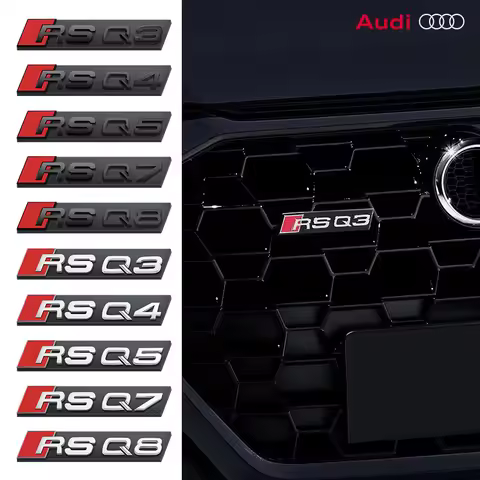 1PCS ABS Plastic Car Front Grille Badge Logo Decoration Stickers For Audi RSQ8 RSQ3 RSQ5 RSQ4 Exteri