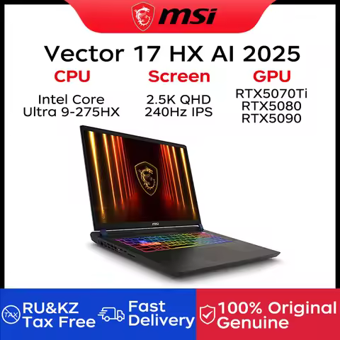 2025 MSI Vector 17 HX AI Gaming Laptop 17 Inch 2.5K QHD 240Hz IPS Screen Notebook Ultra 9-275HX 64GB