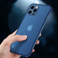 日本暢銷 - iPhone 12／12 Pro 無邊框超薄磨紗保護殼 藍色 iPhone 殼iPhone 套手機套