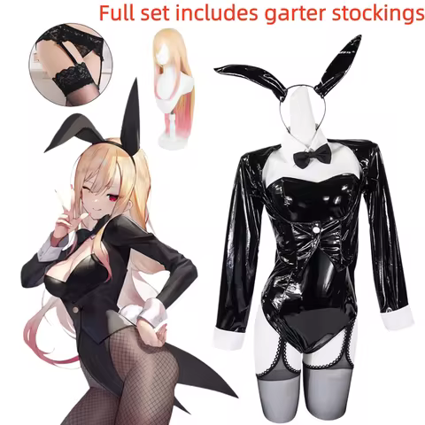 Anime "My Dress Up Darling" Kitagawa Marin Rabbit Girl Role Playing Costume, Black Lacquer Rabbit Gi