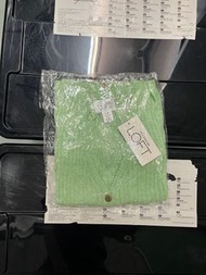 全新連吊牌 夏春秋淺草綠色半透明喑直條紋彈力鈕釦長袖修身長款長外套薄開衫冷氣空調針織外套 jacket cardigan ball Ol 返工上班 party dating 約會 休閑 可愛 offi